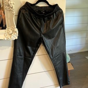 Fake leather joggers